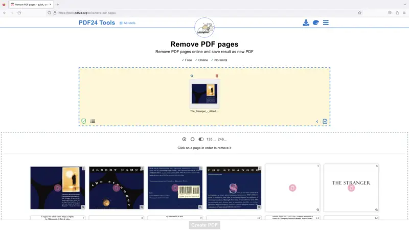 How to delete a page in PDF